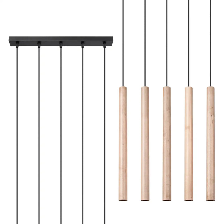 PASTELO Natural Wood Pendant Light, Kitchen island lights, Ceiling hanging lights