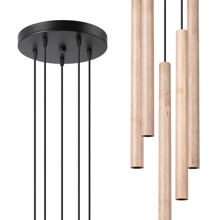 PASTELO Natural Wood Pendant Light, Kitchen island lights, Ceiling hanging lights