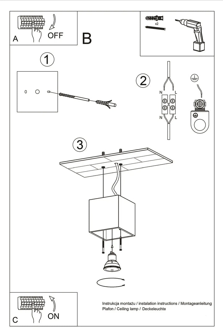 QUAD Anthracite Ceiling Light, Ceiling lamps, Livingroom ceiling lights