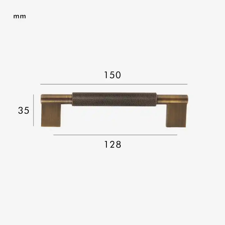 URBANO Knurled Solid Brass Premium Kitchen & Cabinet Handle Colour - Antique Brass 150mm