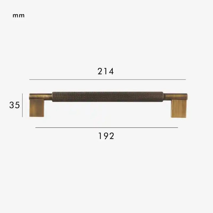 URBANO Knurled Solid Brass Premium Kitchen & Cabinet Handle Colour - Antique Brass 214mm