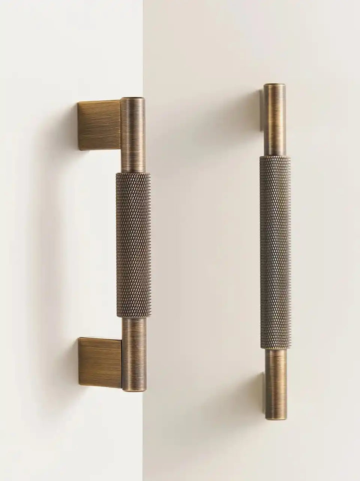 URBANO Knurled Solid Brass Premium Kitchen & Cabinet Handle Colour - Antique Brass