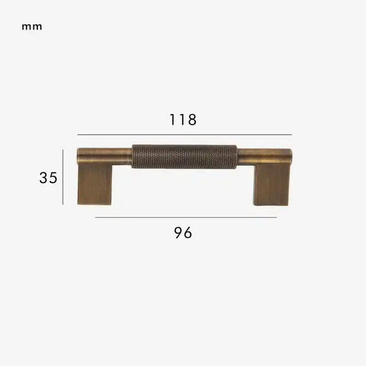 URBANO Knurled Solid Brass Premium Kitchen & Cabinet Handle Colour - Antique Brass 118mm