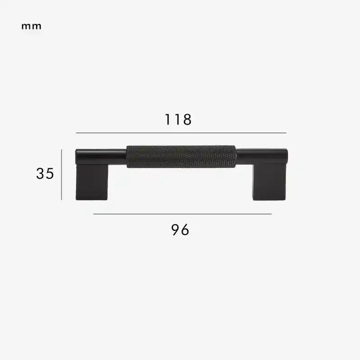 URBANO Knurled Solid Brass Premium Kitchen & Cabinet Handle Colour - Black 118mm