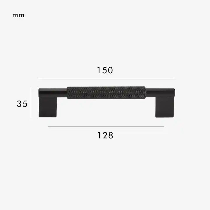 URBANO Knurled Solid Brass Premium Kitchen & Cabinet Handle Colour - Black 150mm