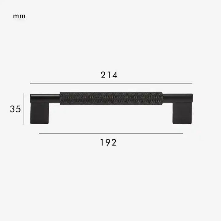 URBANO Knurled Solid Brass Premium Kitchen & Cabinet Handle Colour - Black 214mm