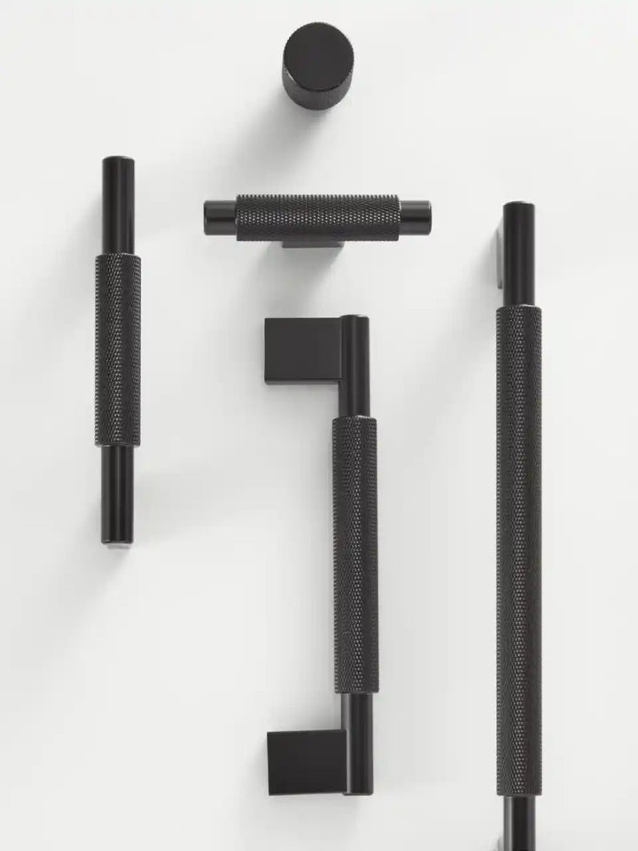 URBANO Knurled Solid Brass Premium Kitchen & Cabinet Handle Colour - Black