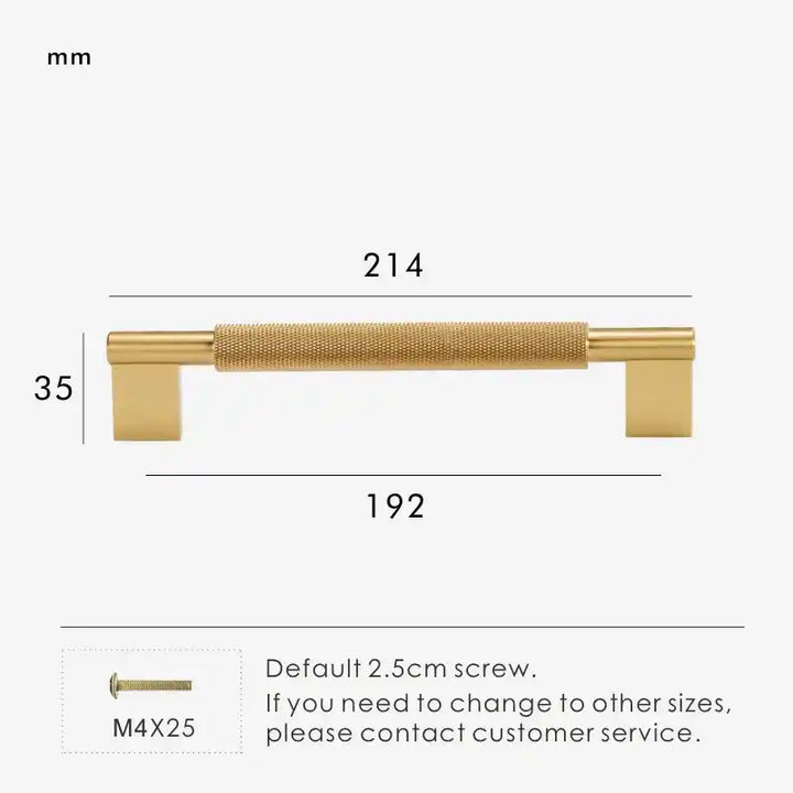 URBANO Knurled Solid Brass Kitchen & Cabinet Handle Colour - Satin Brass 214mm