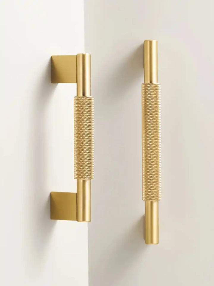 URBANO Knurled Solid Brass Premium Kitchen & Cabinet Handle Colour - Satin Brass