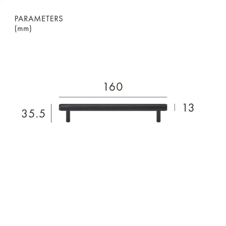 VORTICE Solid-Brass Knurled Kitchen & Cabinet Handle Black 160mm