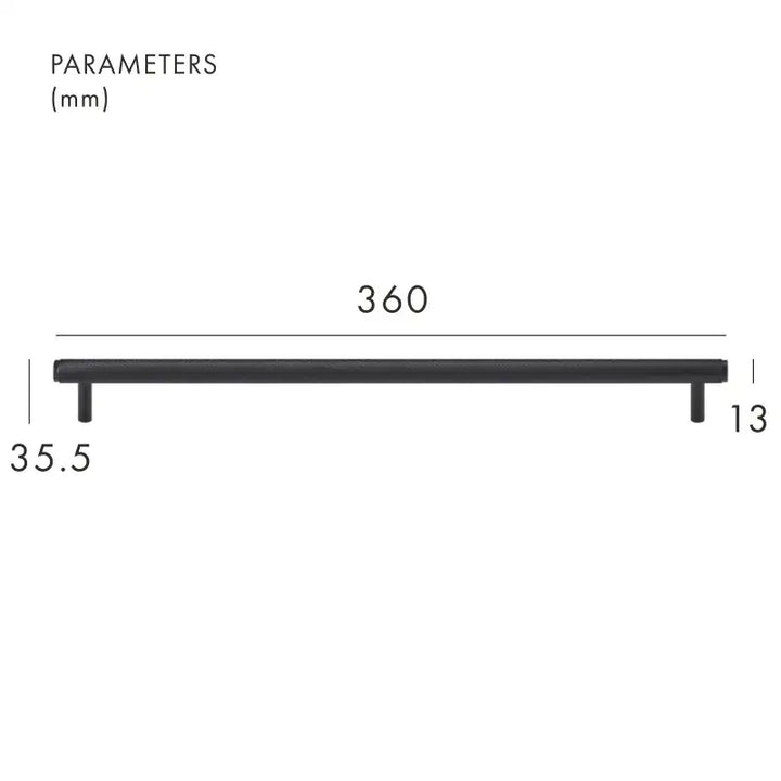 VORTICE Solid-Brass Knurled Kitchen & Cabinet Handle Black 360mm