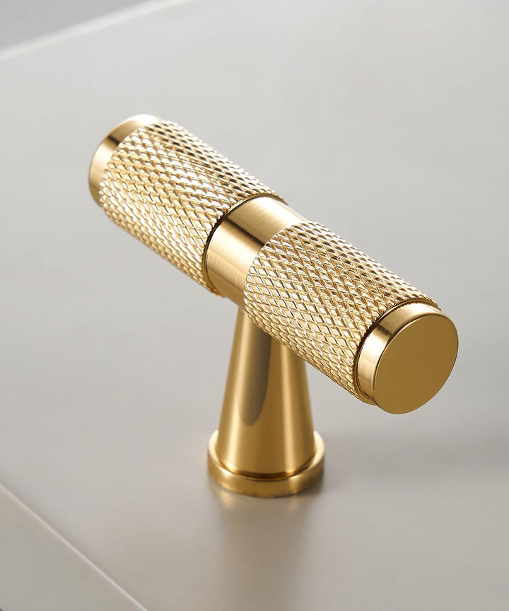 BANBURY Knurled Solid Brass T-Bar Handle - Luxury Handles