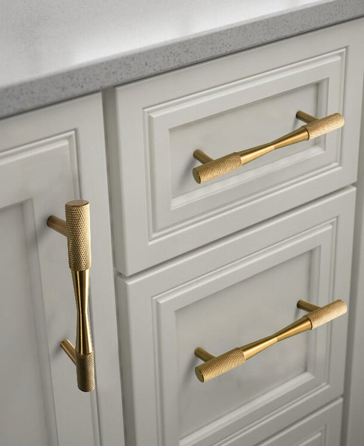CONA Knurled Solid Brass Kitchen & Cabinet Handle - Luxury Handles