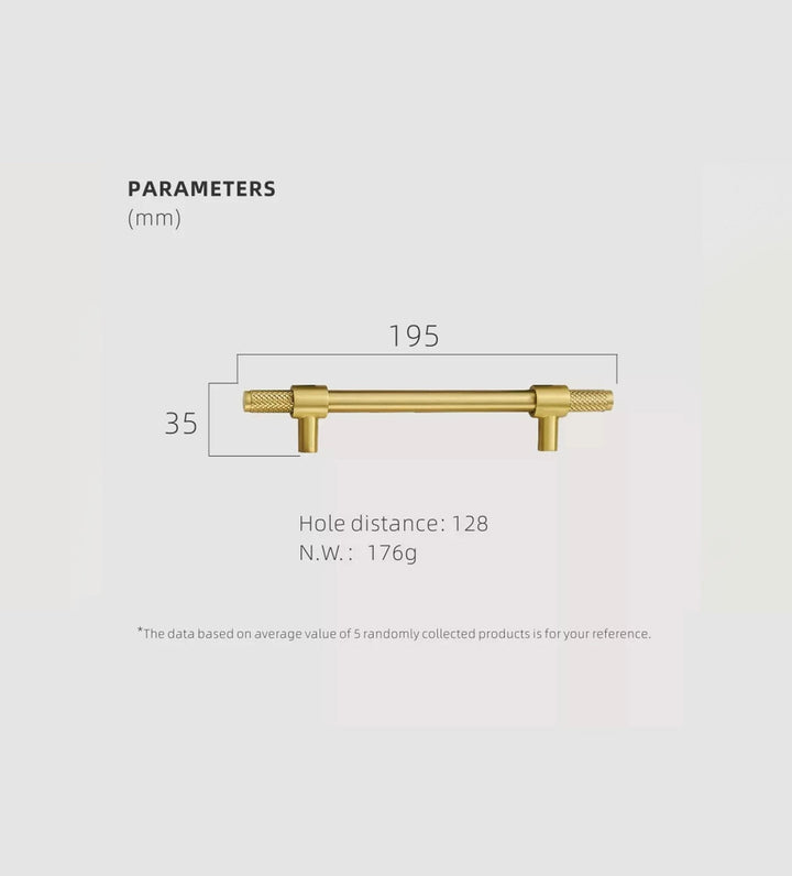 CONNEL Knurled Solid Brass Kitchen & Cabinet Handle - Luxury Handles