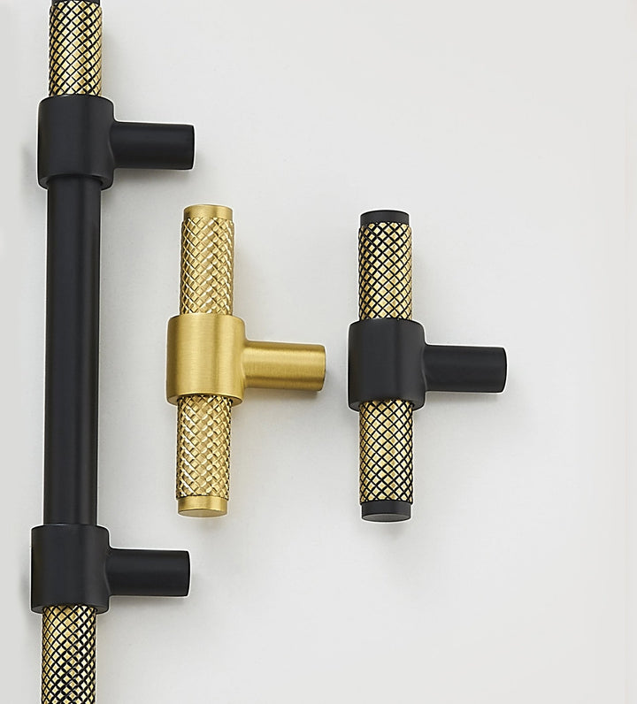 CONNEL Knurled Solid Brass T-Bar Handle - Luxury Handles