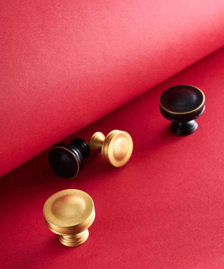 COTTAGE Solid Brass Embossed Circular Knob - Luxury Handles