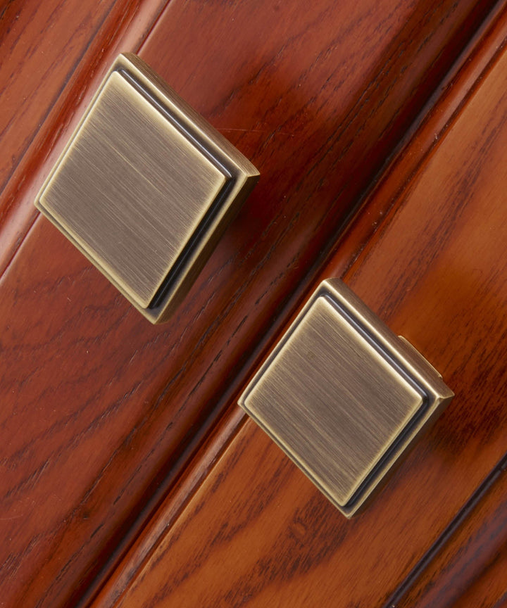 COTTAGE Solid Brass Embossed Square Knob - Luxury Handles