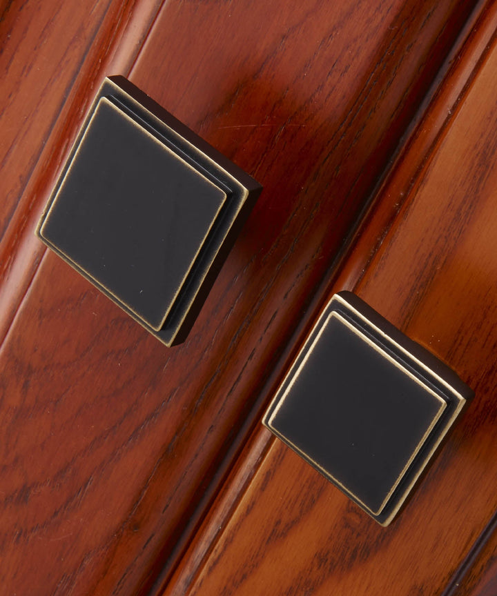 COTTAGE Solid Brass Embossed Square Knob - Luxury Handles