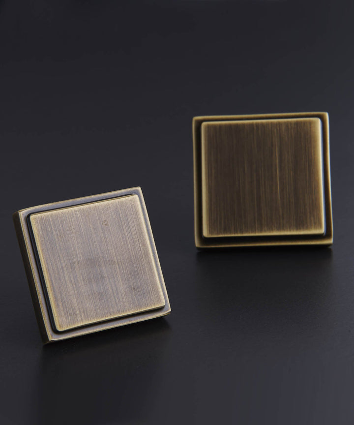 COTTAGE Solid Brass Embossed Square Knob - Luxury Handles