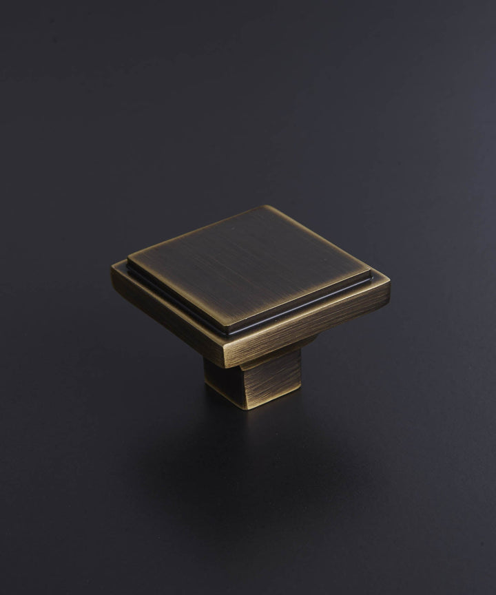 COTTAGE Solid Brass Embossed Square Knob - Luxury Handles