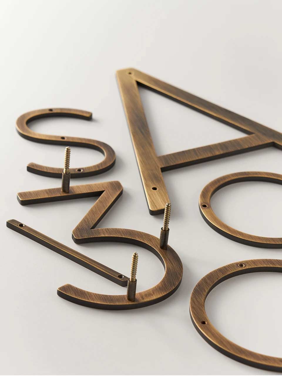 Darcy Solid Antique Brass House Letters