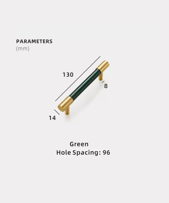 DERMA Real Leather And Brass Kitchen & Cabinet Handle - Luxury Handles