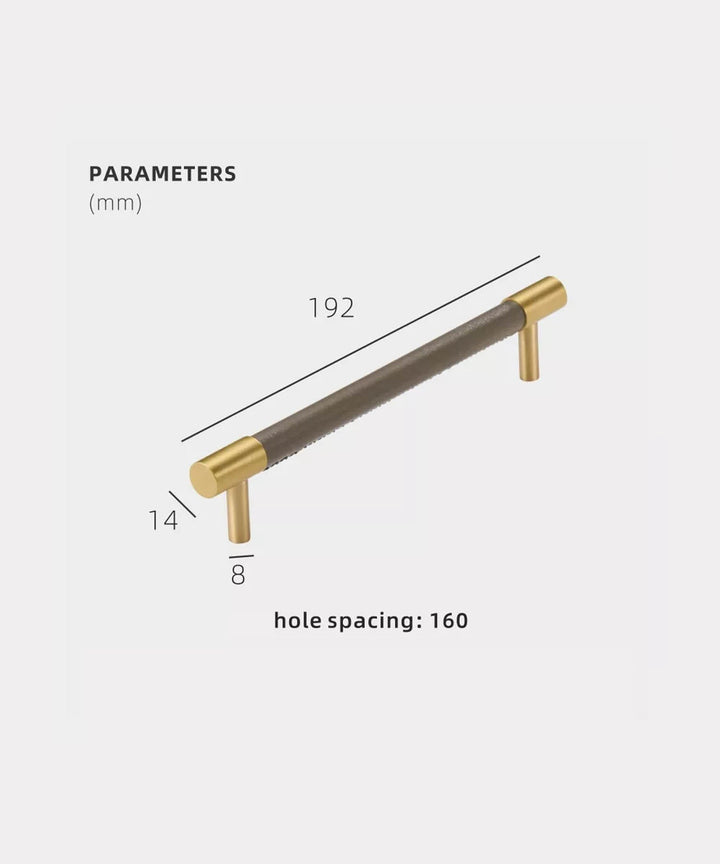 DERMA Real Leather And Brass Kitchen & Cabinet Handle - Luxury Handles