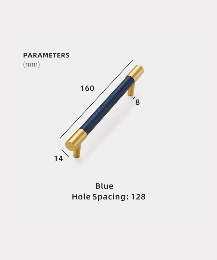 DERMA Real Leather And Brass Kitchen & Cabinet Handle - Luxury Handles