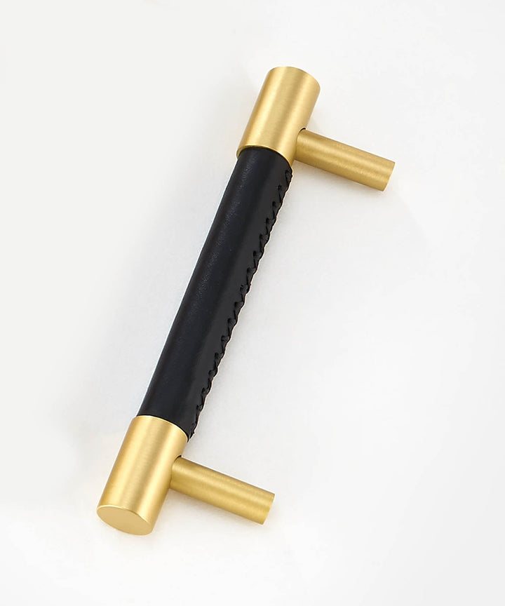 DERMA Real Leather And Brass Kitchen & Cabinet Handle - Luxury Handles