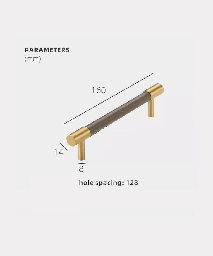 DERMA Real Leather And Brass Kitchen & Cabinet Handle - Luxury Handles