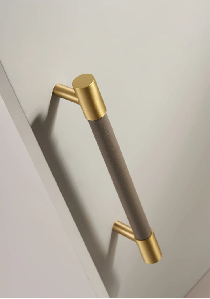 DERMA Real Leather And Brass Kitchen & Cabinet Handle - Luxury Handles