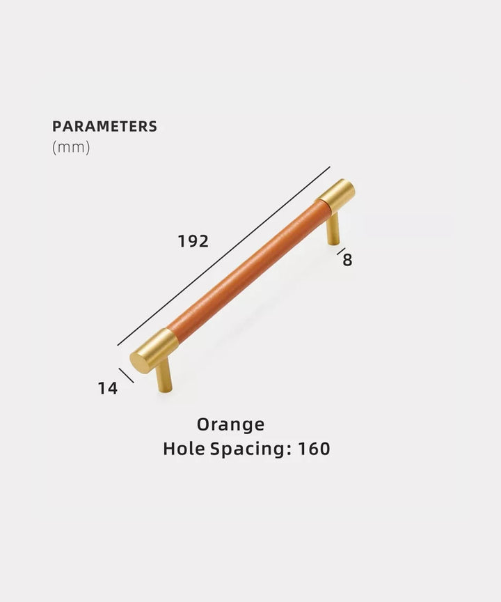 DERMA Real Leather And Brass Kitchen & Cabinet Handle - Luxury Handles