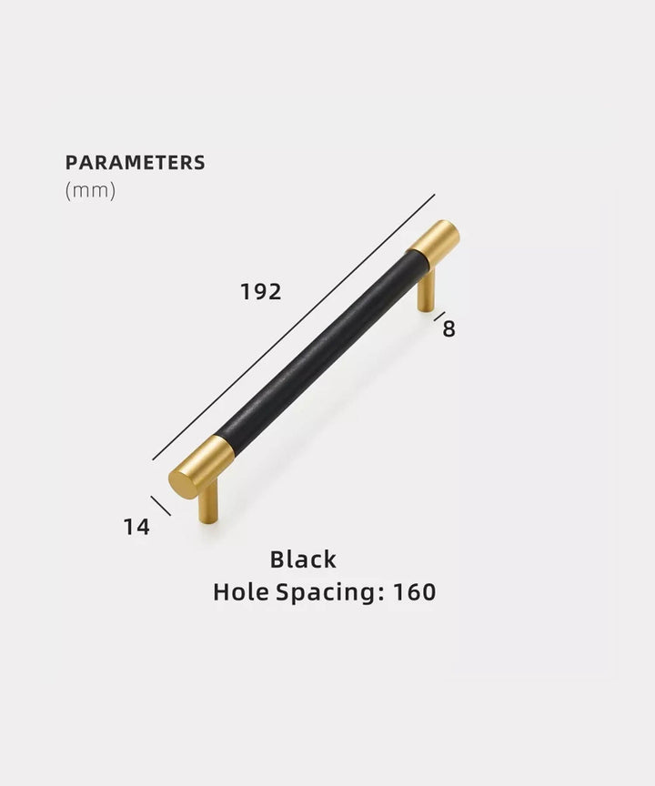 DERMA Real Leather And Brass Kitchen & Cabinet Handle - Luxury Handles