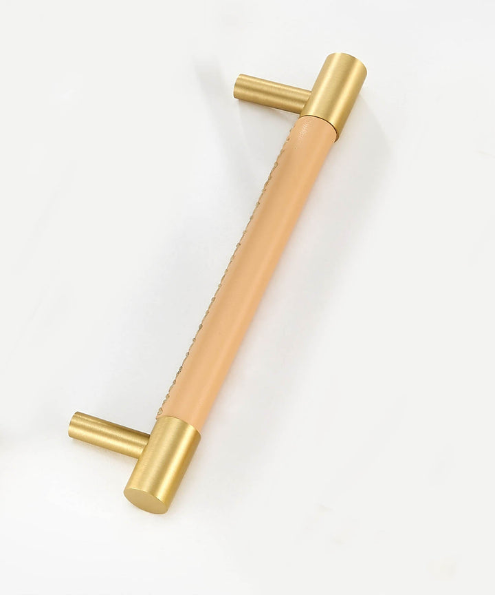 DERMA Real Leather And Brass Kitchen & Cabinet Handle - Luxury Handles