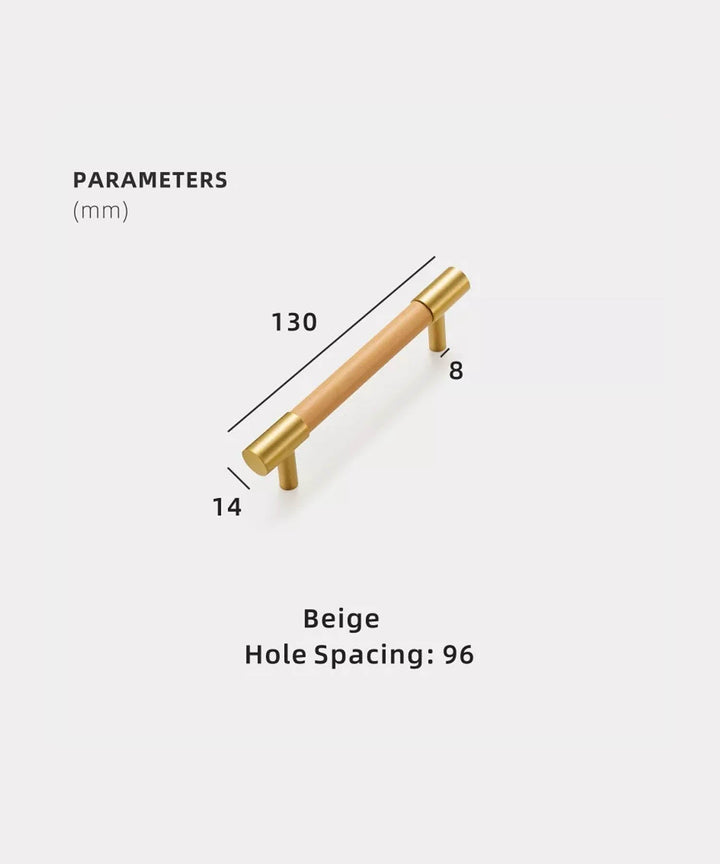 DERMA Real Leather And Brass Kitchen & Cabinet Handle - Luxury Handles
