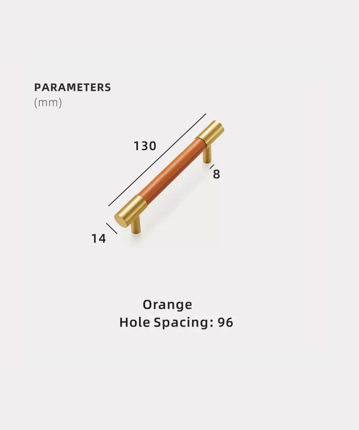 DERMA Real Leather And Brass Kitchen & Cabinet Handle - Luxury Handles