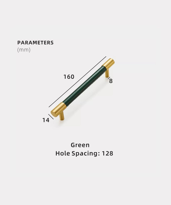 DERMA Real Leather And Brass Kitchen & Cabinet Handle - Luxury Handles