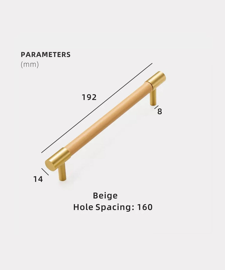 DERMA Real Leather And Brass Kitchen & Cabinet Handle - Luxury Handles
