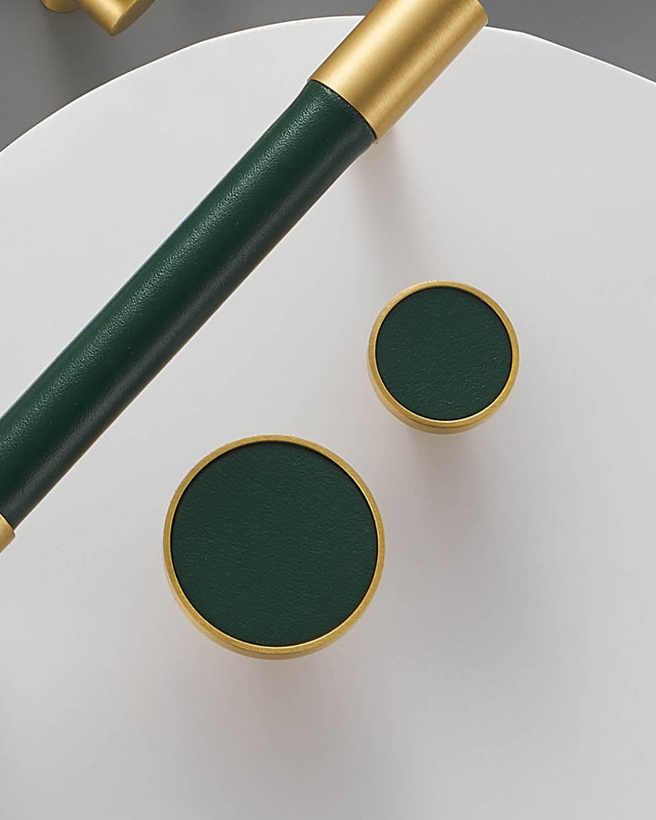 DERMA Real Leather And Solid Brass Cabinet Knob - Luxury Handles