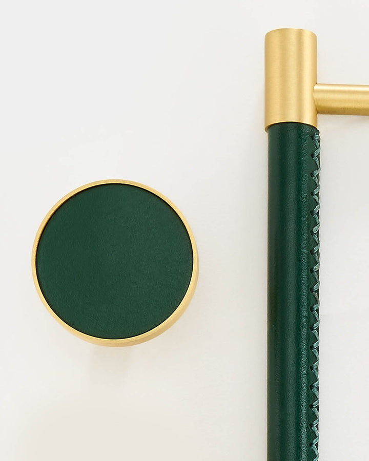 DERMA Real Leather And Solid Brass Cabinet Knob - Luxury Handles
