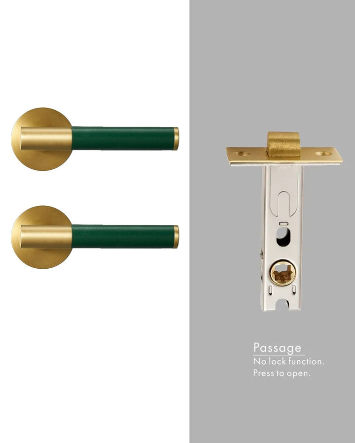 DERMA Real Leather and Solid Brass Lever Door handle - Luxury Handles
