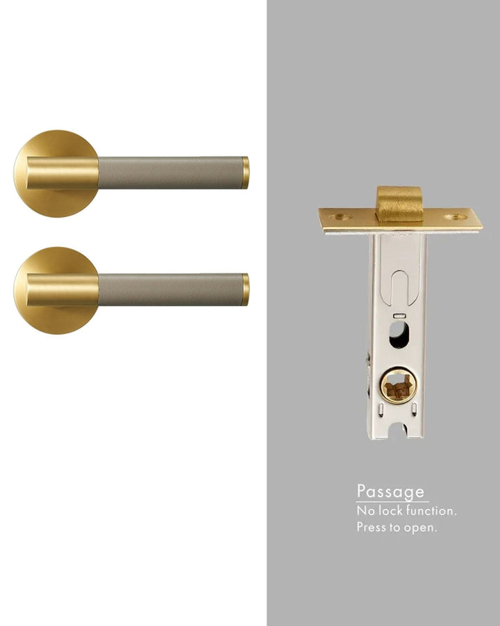 DERMA Real Leather and Solid Brass Lever Door handle - Luxury Handles