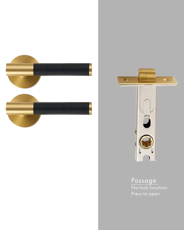 DERMA Real Leather and Solid Brass Lever Door handle - Luxury Handles