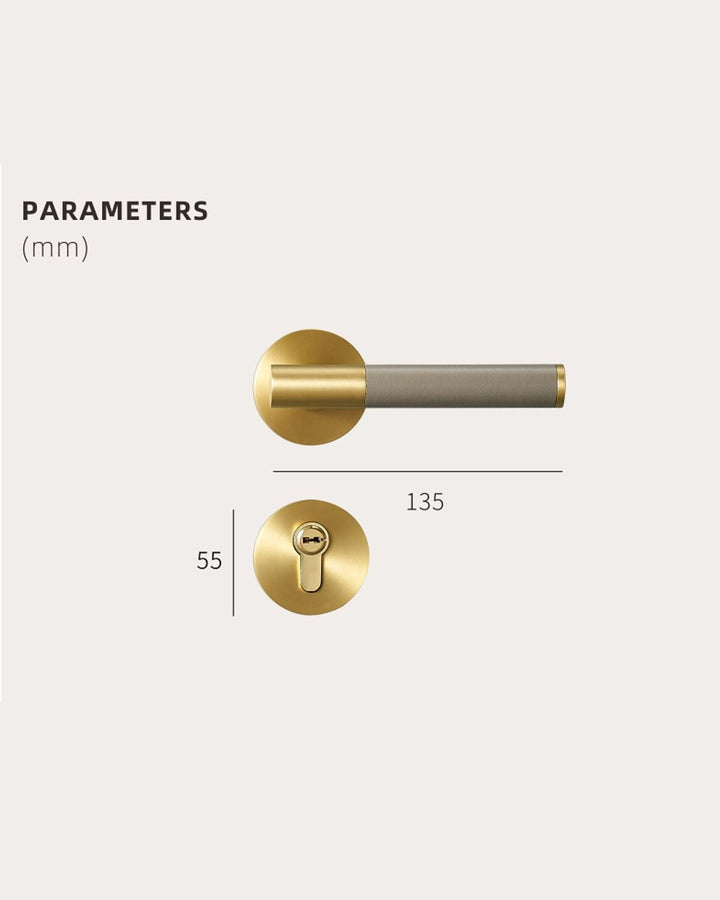 DERMA Real Leather and Solid Brass Lever Door handle - Luxury Handles