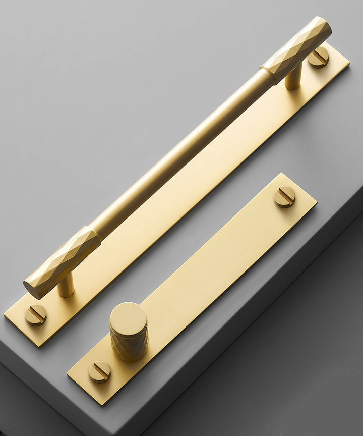 DIAMOND Solid Brass Edge Cabinet Handle With Back Plate - Luxury Handles
