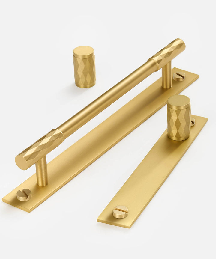 DIAMOND Solid Brass Edge Cabinet Handle With Back Plate - Luxury Handles
