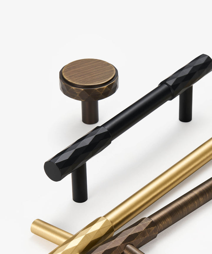 Knobbed Handle DIAMOND Solid Brass Knob - Luxury Handles