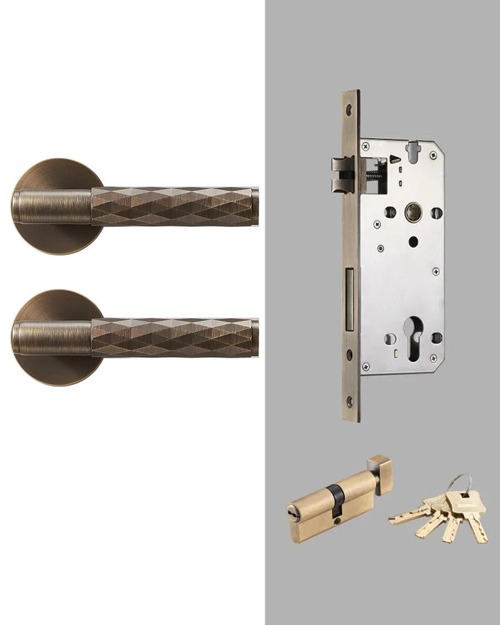 DIAMOND Solid Brass Lever Door Handles Set - Luxury Handles