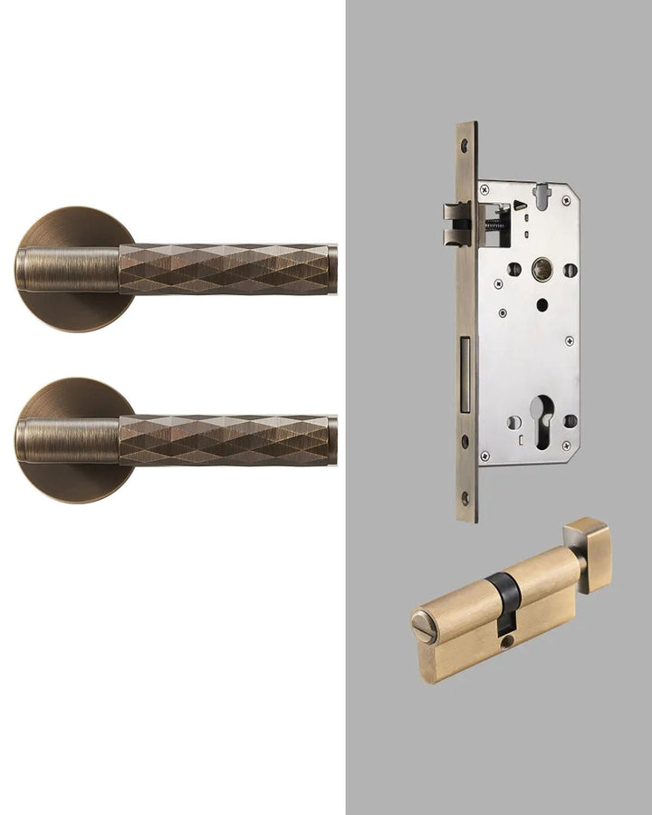 DIAMOND Solid Brass Lever Door Handles Set - Luxury Handles