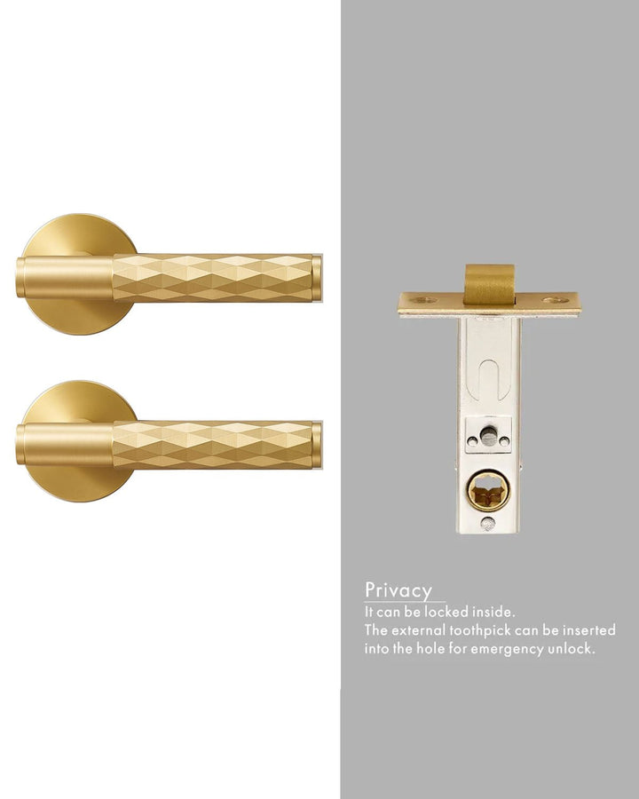 DIAMOND Solid Brass Lever Door Handles Set - Luxury Handles